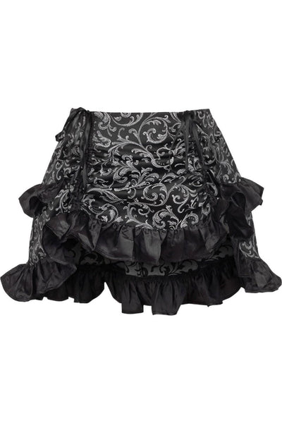 Silver/Black Brocade Ruched Bustle Skirt - AMIClubwear