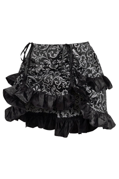 Silver/Black Brocade Ruched Bustle Skirt - AMIClubwear