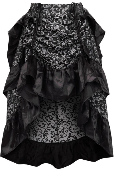 Silver/Black Brocade Adjustable High Low Bustle Skirt - AMIClubwear