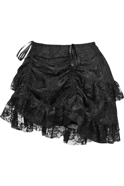 Black Lace Ruched Bustle Skirt - AMIClubwear