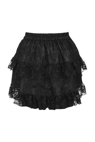 Black Lace Ruched Bustle Skirt - AMIClubwear
