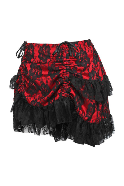 Red/Black Lace Ruched Bustle Skirt
