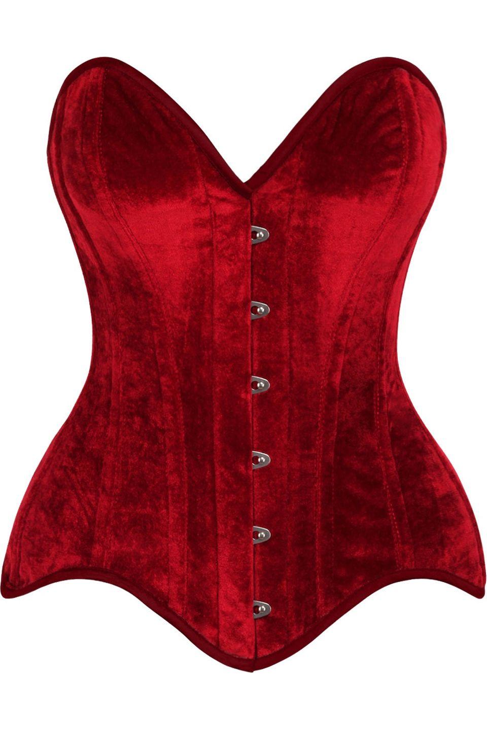 Daisy Corsets Top Drawer Dark Red Velvet Steel Boned Overbust