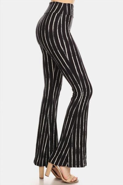 Leggings Depot Striped High Waist Flare Pants - AMIClubwear