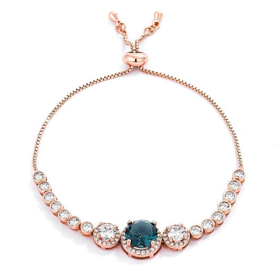 Adjustable Rose Gold Plated Graduated CZ Bolo Style Tennis Bracelet - AMIClubwear