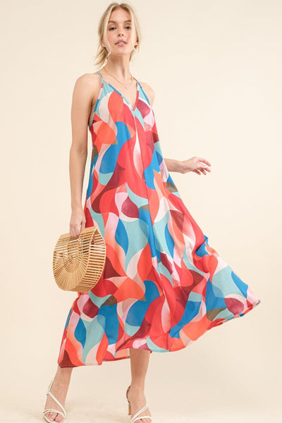 And the Why Printed Crisscross Back Cami Dress - AMIClubwear