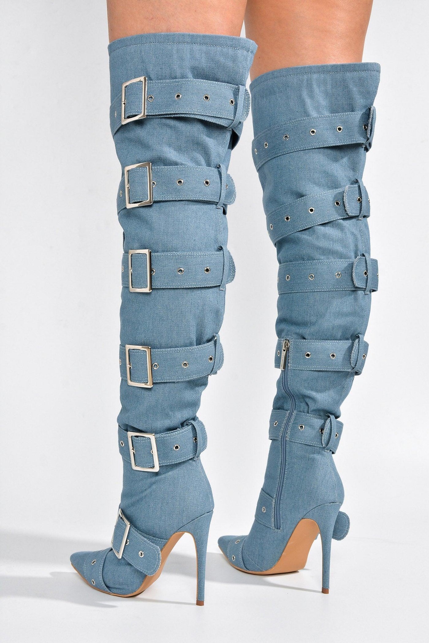 ASMARA - DENIM Thigh High Boots - AMIClubwear