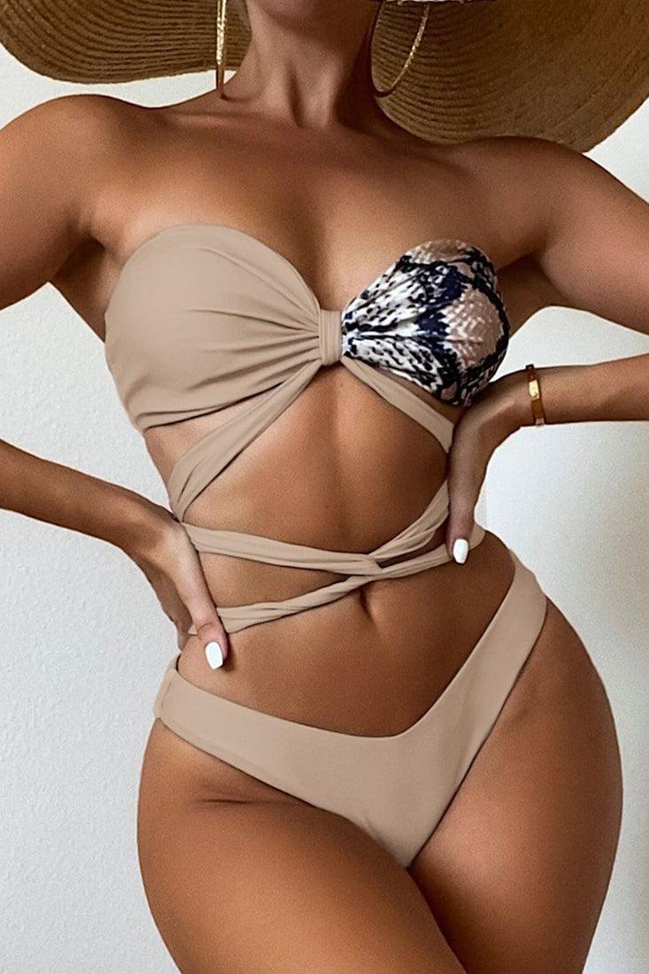 Lime Snake High Waist Two Piece Swimsuit