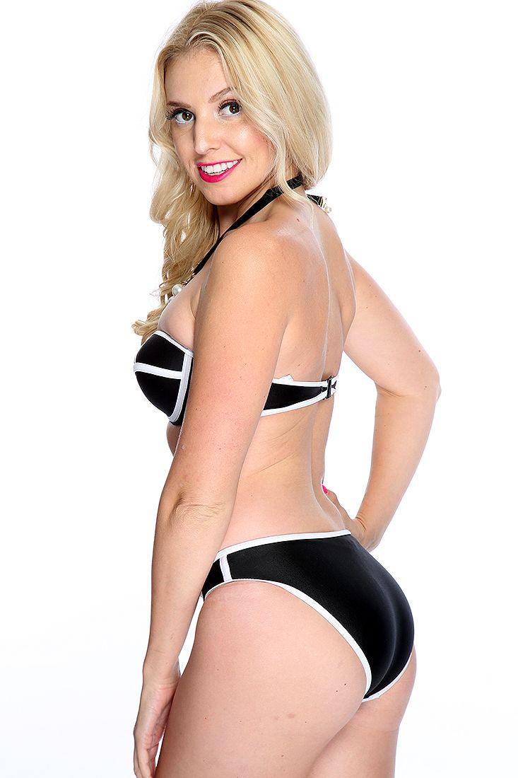 Black and White Sexy Push Up 2 Piece Swimsuit - AMIClubwear