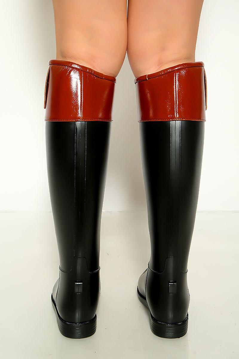 Black Knee High Waterproof Rain Boots - AMIClubwear