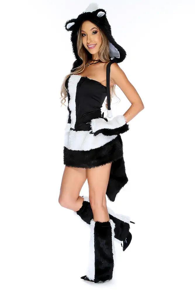 Black White Stinkin Cute 5pc Sexy Animal Costume - AMIClubwear