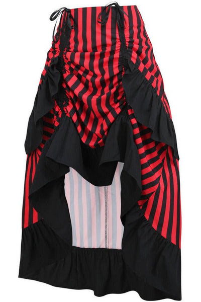 Black/Red Stripe Adjustable High Low Skirt - AMIClubwear