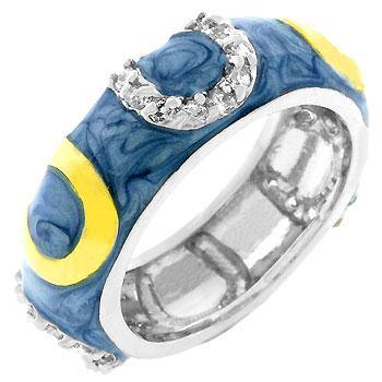 Blue Enamel Horseshoe Ring - AMIClubwear