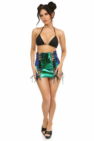 Blue/Teal Holo Lace-Up Skirt - Daisy Corsets