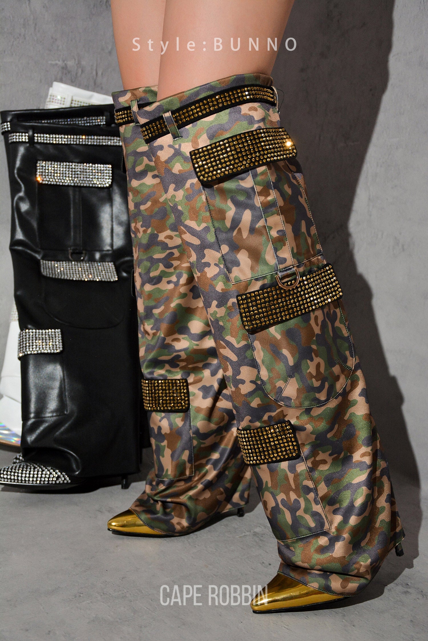 BUNNO - CAMOUFLAGE Thigh High Boots â AMIClubwear