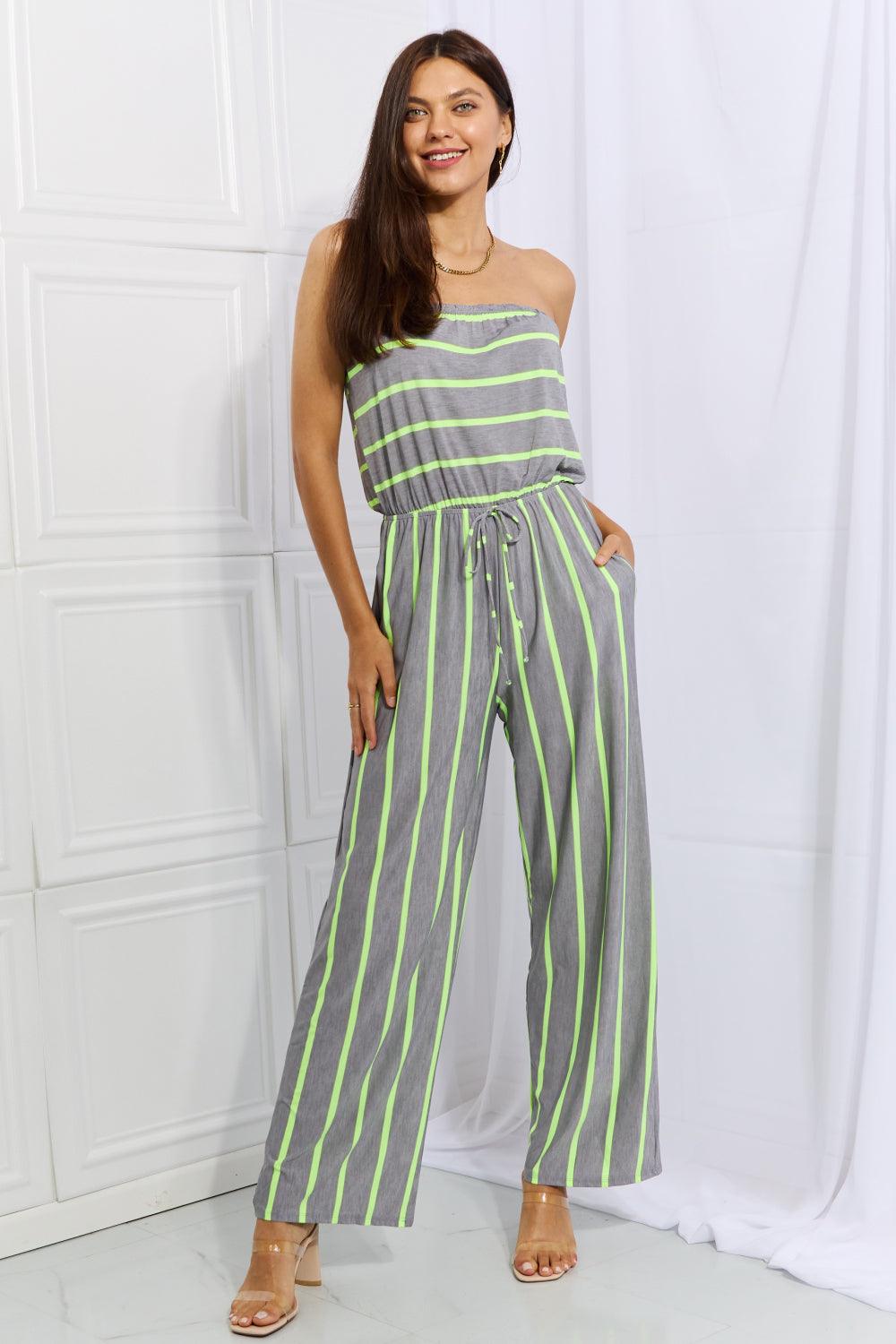 Sew In Love Pop Of Color Full Size Sleeveless Striped Jumpsuit - AMIClubwear