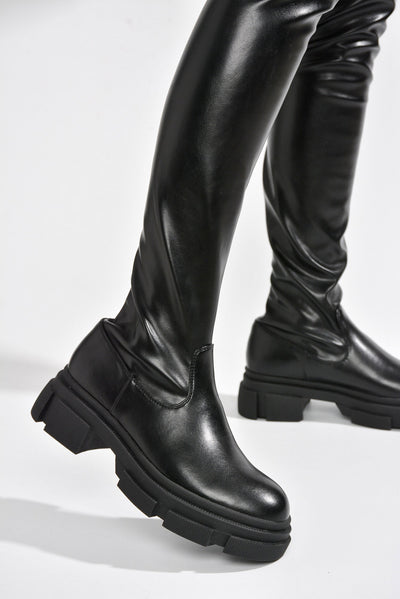 CAMPI-FB - BLACK Thigh High Boots - AMIClubwear