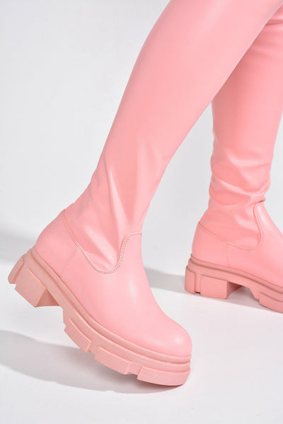 CAMPI-FB - PINK Thigh High Boots - AMIClubwear