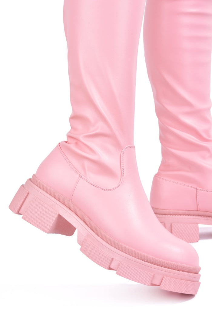 CAMPI-FB - PINK Thigh High Boots - AMIClubwear