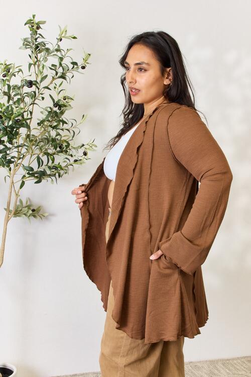 Culture Code Full Size Open Front Long Sleeve Cardigan - AMIClubwear