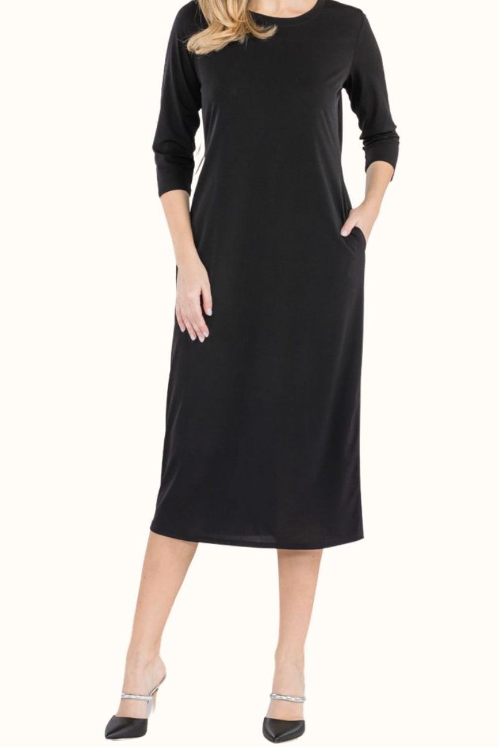 Celeste Full Size Round Neck Midi Dress - AMIClubwear