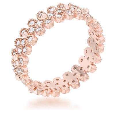 Clara 1ct CZ Rose Gold Textured Bezel Set Eternity Ring, <b>Size 5</b> - AMIClubwear
