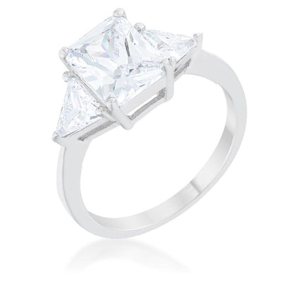 Classic Clear White Gold Rhodium Engagement Ring - AMIClubwear