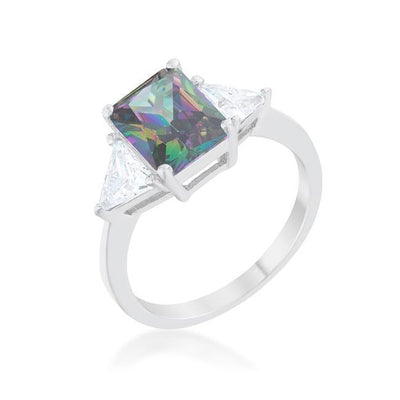 Classic Mystic Rhodium Engagement Ring, <b>Size 0</b> - AMIClubwear