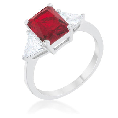 Classic Ruby White Gold Rhodium Engagement Ring - AMIClubwear