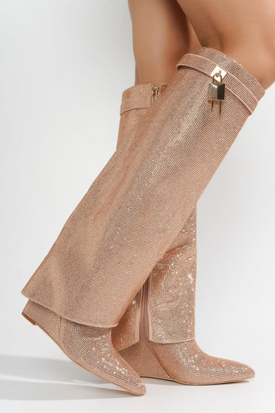 CRARA - ROSE GOLD Thigh High Boots