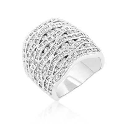 Cubic Zirconia Pave Abstract Ring - AMIClubwear
