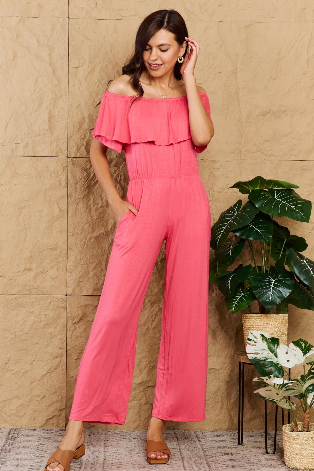 Heimish My Favorite Full Size Off-Shoulder Jumpsuit with Pockets - AMIClubwear