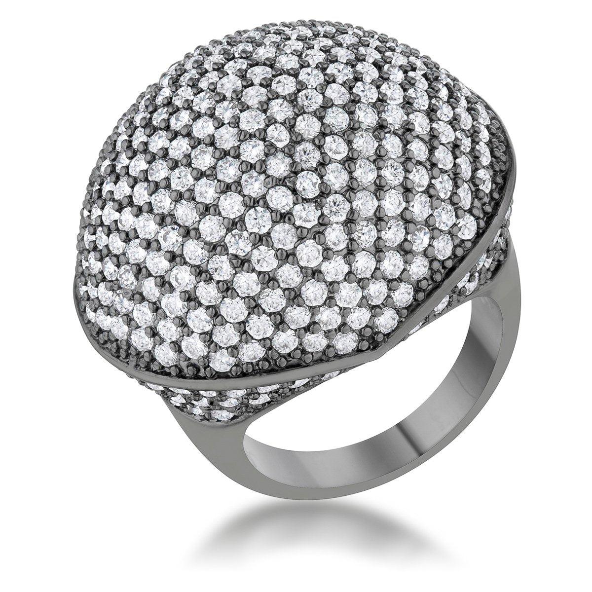 Dara 4.75ct CZ Hematite Dome Cocktail Ring, <b>Size 5</b> - AMIClubwear
