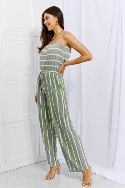 Sew In Love Pop Of Color Full Size Sleeveless Striped Jumpsuit - AMIClubwear