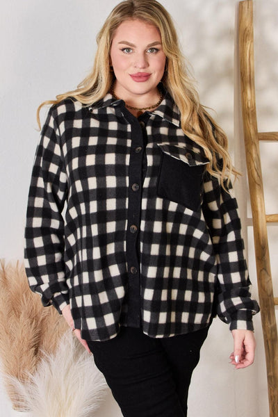Hailey & Co Full Size Plaid Button Up Jacket - AMIClubwear