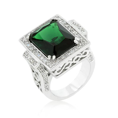 Emerald Green Classic Cocktail Ring - AMIClubwear