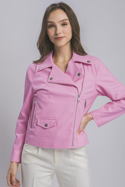 LOVE TREE Collared Neck Zip Up Jacket - AMIClubwear