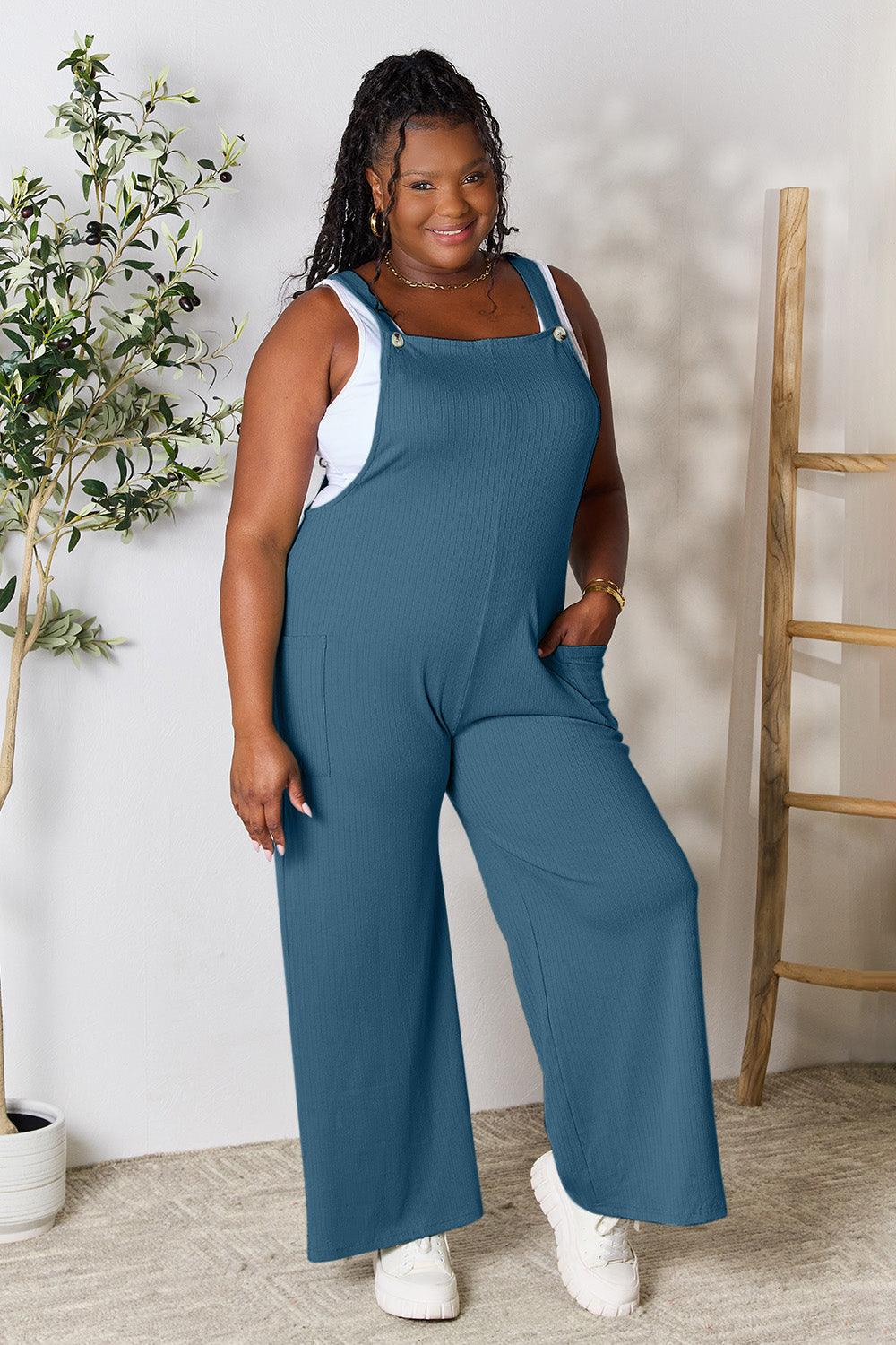 Double Take Full Size Wide Strap Overall with Pockets - AMIClubwear