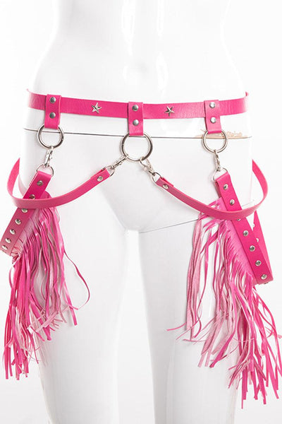 Fuchsia Fringe Chained Body Belt - AMIClubwear