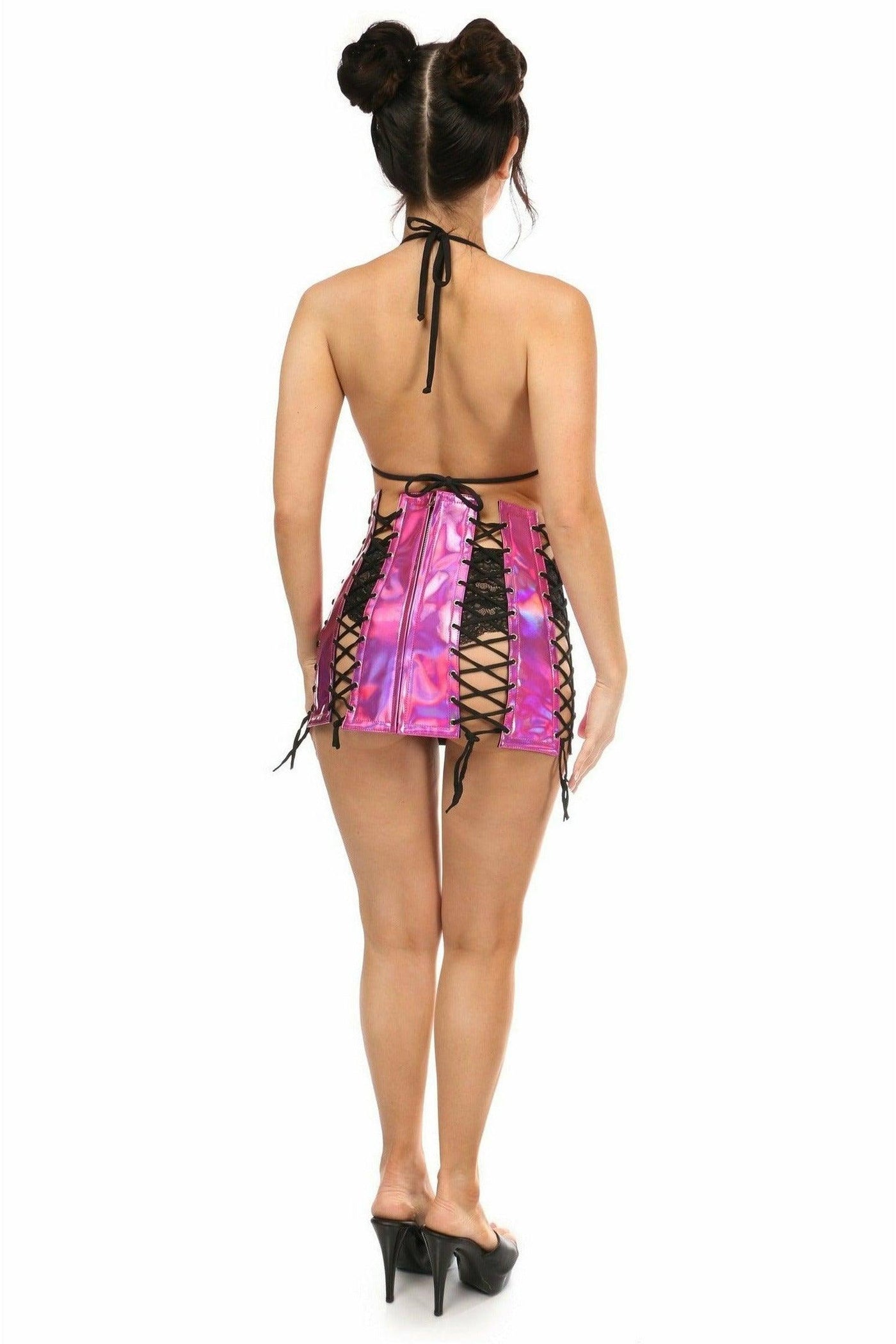 Fuchsia Holo Lace-Up Skirt - Daisy Corsets
