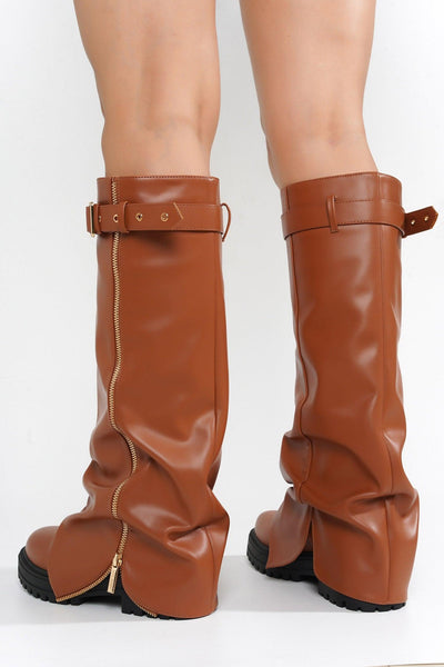 FUNAFUTI - TAN Thigh High Boots - AMIClubwear