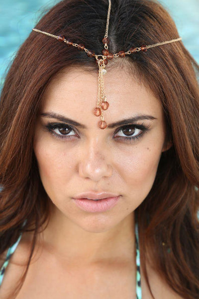 Gold High Polished Faceted Beaded Dangle Head Chain - AMIClubwear