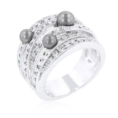 Gray Pearl Cocktail Ring - AMIClubwear