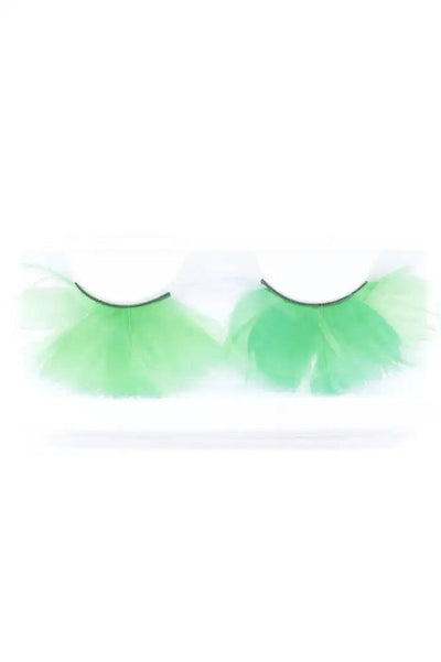 Green Faux Feather Eyelashes - AMIClubwear