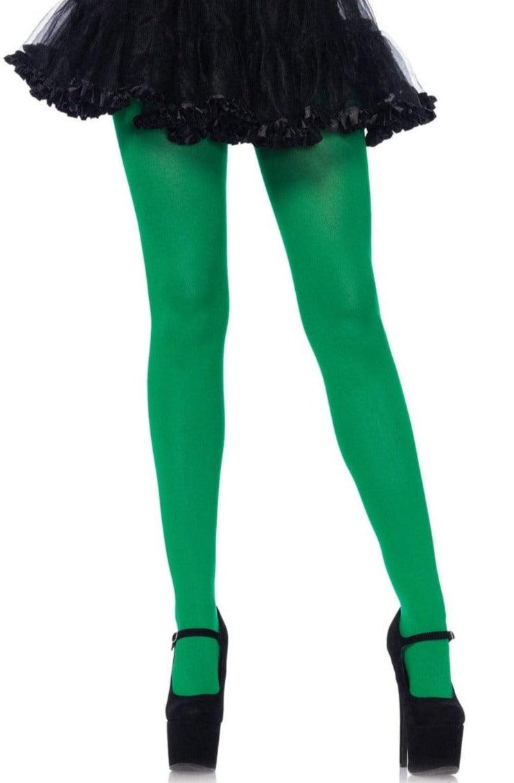 Green Nylon Spandex Plus Size Tights - AMIClubwear