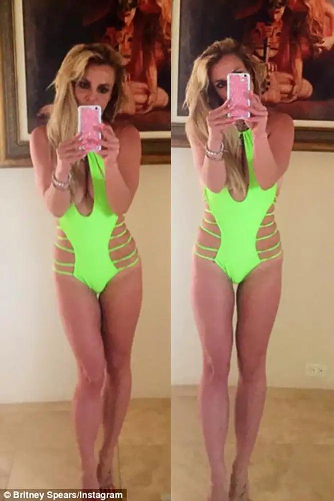 Green Strappy Sides Sexy One Piece Swimsuit - AMIClubwear