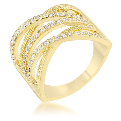 Greta 0.57ct CZ 14k Gold Wide Cocktail Cable Ring, <b>Size 14</b> - AMIClubwear