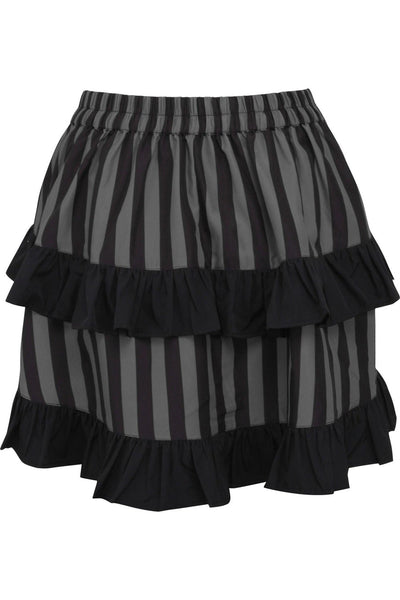 Grey/Black Striped Ruched Bustle Skirt - AMIClubwear