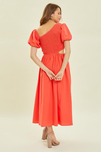 HEYSON Smocked Cutout Midi Dress - AMIClubwear