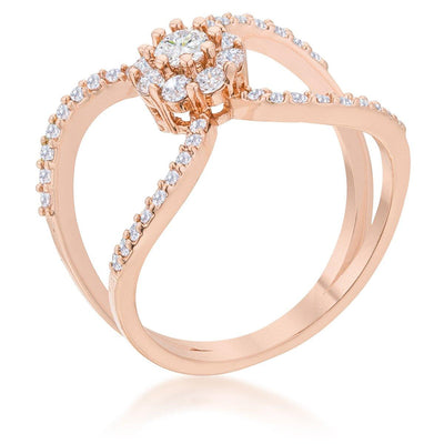 Joyce 0.4ct CZ Rose Gold Delicate Floral Wrap Ring - AMIClubwear